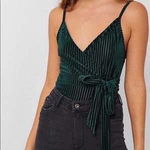 Forever 21 Velvet Tie Bodysuit
